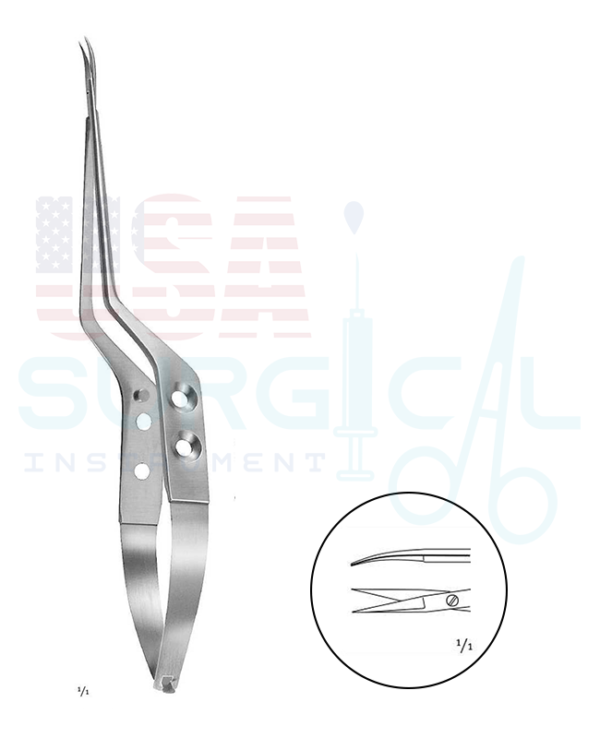 Micro Scissors, bayonet-shaped - YASARGIL - curved down