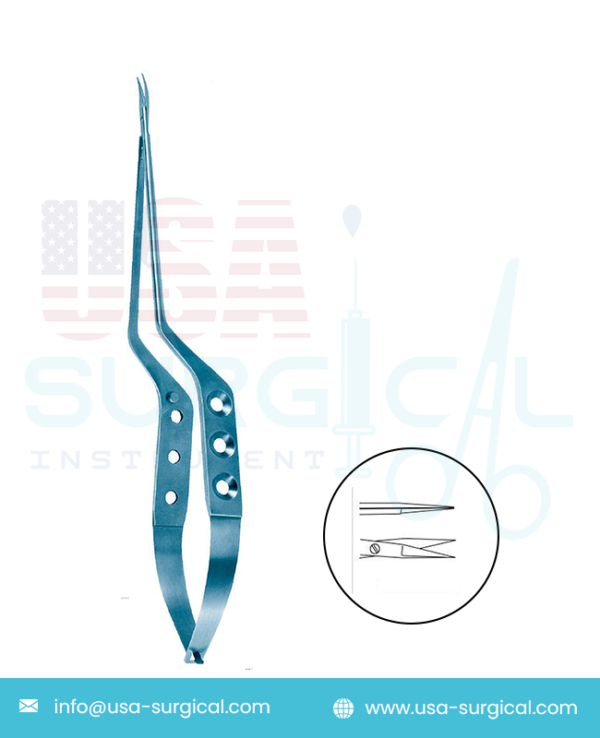 Micro Scissors, bayonet-shaped, TITANIUM - YASARGIL - toothed blades