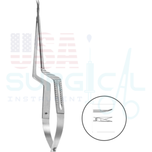 Micro Scissors, Needle Holder, bayonet-shaped - curved up