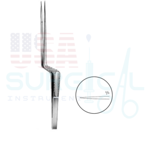 Micro Forceps, bayonet-shaped - broad tips - ST - with Diamond Dust Coated TIP