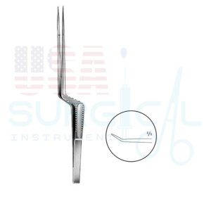 Micro Forceps, bayonet-shaped - broad tips, angled up - with Diamond Dust Coated TIP