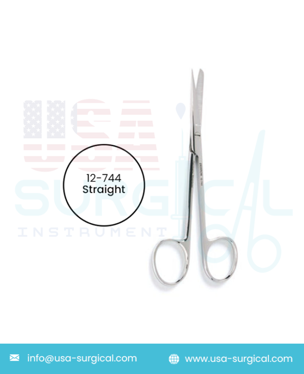 Plastic Surgery Scissors, straight, sharp-blunt tips, one blade serrated