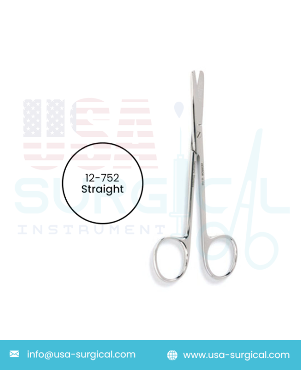 Plastic Surgery Scissors, straight, blunt-blunt tips, one blade serrated