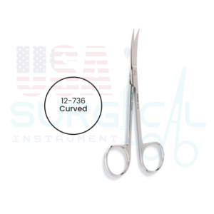 Plastic Surgery Scissors, curved, sharp-sharp tips, one serrated blade