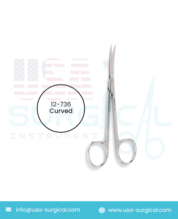 Plastic Surgery Scissors, curved, sharp-sharp tips, one serrated blade