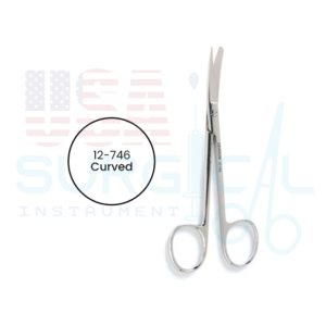 Plastic Surgery Scissors, curved, sharp-blunt tips, one blade serrated