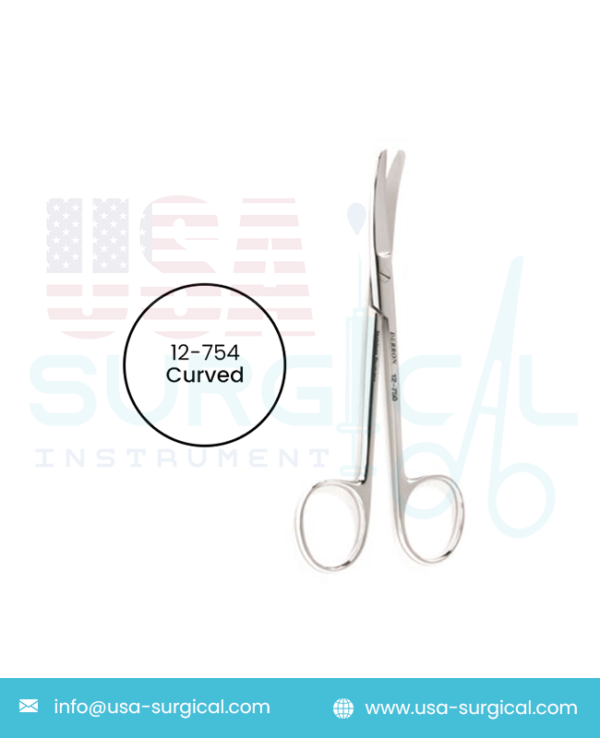 Plastic Surgery Scissors, curved, blunt-blunt tips, one blade serrated