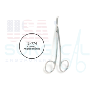 LAGRANGE Scissors, curved, one serrated blade, angled shanks