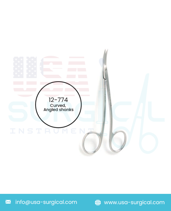 LAGRANGE Scissors, curved, one serrated blade, angled shanks