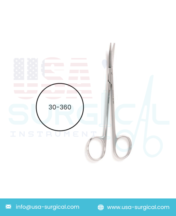 FOMON Saber-Back Scissors, slightly curved with semi-sharp outer edges for dissection