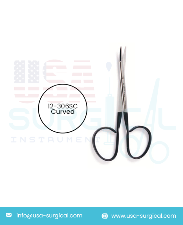 KAYE Fine Dissecting Scissors, curved, serrated, ribbon type handle, Super-Cut