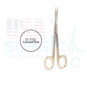 GOLDMAN-FOX Dissecting Scissors - Tungsten Carbide, curved fine tips, one serrated blade