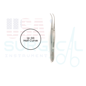 IRIS Tissue Forceps, 1 x 2 teeth, half curve