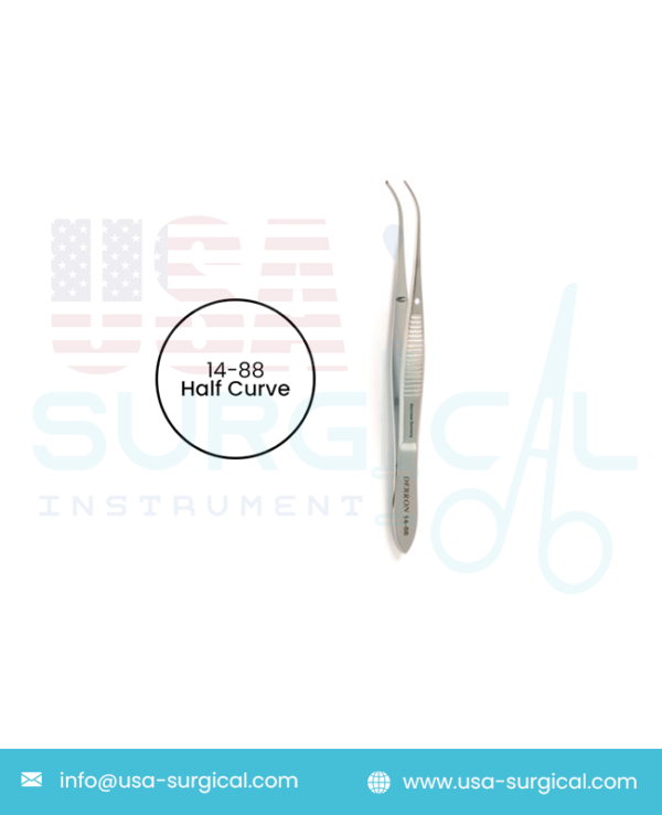 IRIS Tissue Forceps, 1 x 2 teeth, half curve