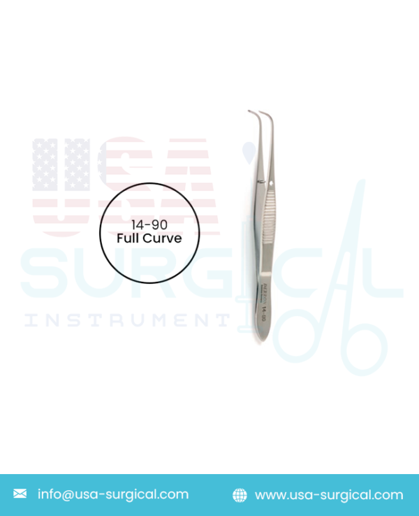 IRIS Tissue Forceps, 1 x 2 teeth, full curve