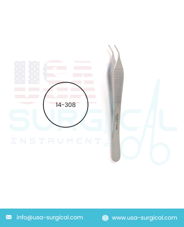 ADSON Tissue Forceps, 1 x 2 teeth, delicate, angled