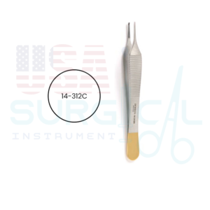 ADSON Tissue Forceps, 1 x 2 teeth and cross serrated tying platform - with Tungstan Carbide Tip