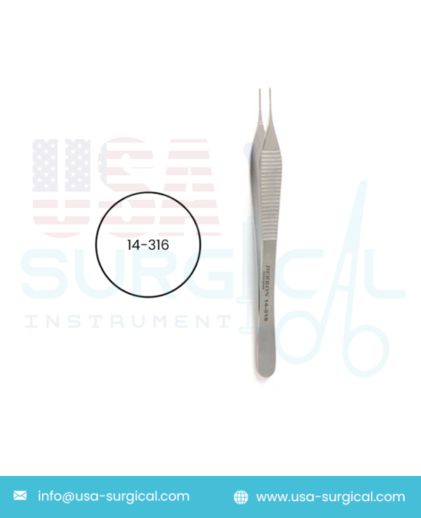 Micro ADSON Dressing Forceps, serrated, tips 0.5 mm wide