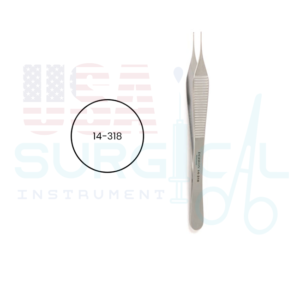 Micro ADSON Tissue Forceps, 1 x 2 teeth, tips 0.5 mm wide