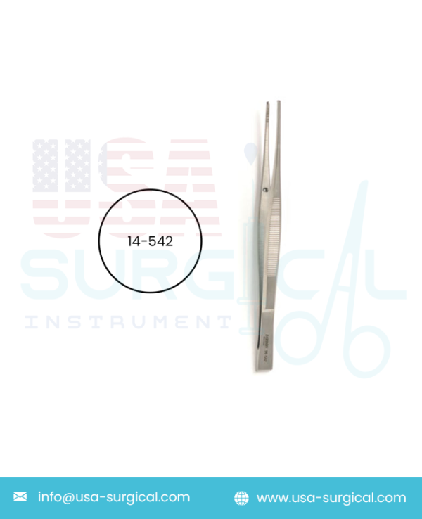 CUSHING Dressing Forceps, 1 x 2 teeth, scraper end