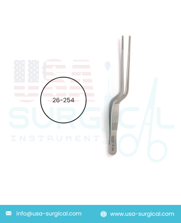 LUCAE Ear Dressing Forceps, bayonet shape, serrated