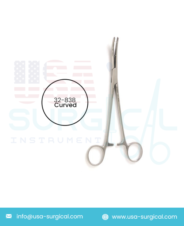 HEANEY-BALLENTINE Hysterectomy Forceps, longitudinal serrations single tooth, curved