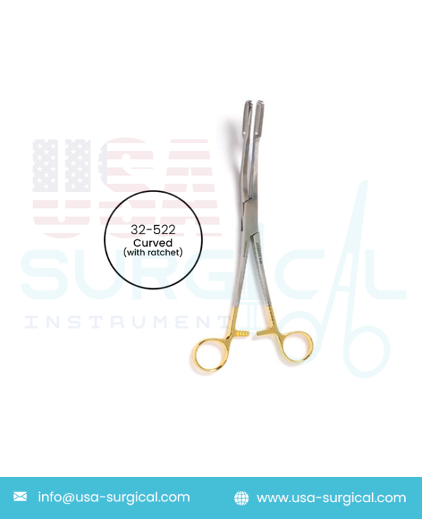 JAVERTS Polyp Forceps, curved, flat serrated jaws, with ratchet