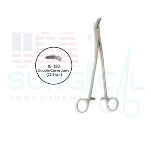 STRATTE Needle Holder, double curve jaws and bent shanks