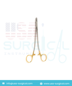 SAROT Needle Holder - Tungsten Carbide, Bend in shank with serrated jaws