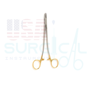 SAROT Needle Holder - Tungsten Carbide, Bend in shank with serrated jaws