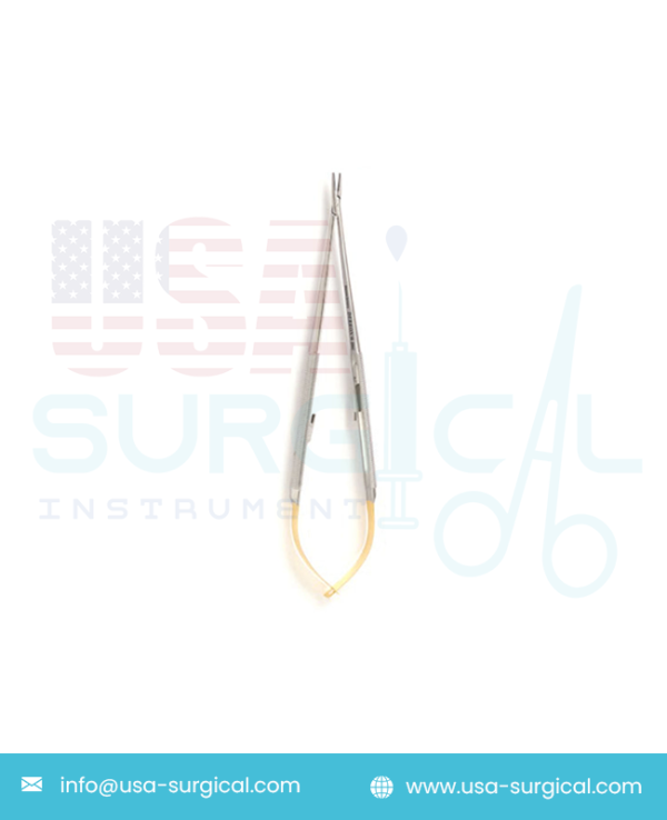 JACOBSON Microvascular Needle Holder - Tungsten Carbide, straight jaws with lock, Round handles