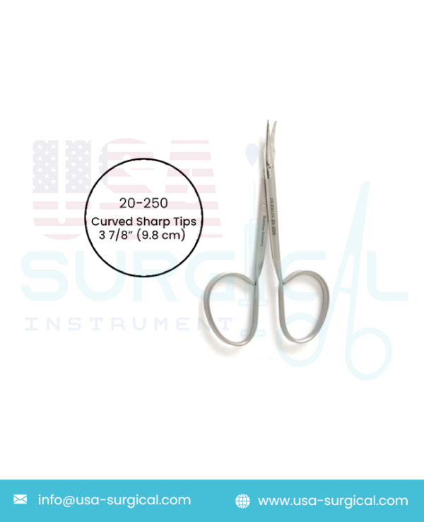 REEH Stitch Scissors, curved sharp tips, small hook at end of blade, ribbon type