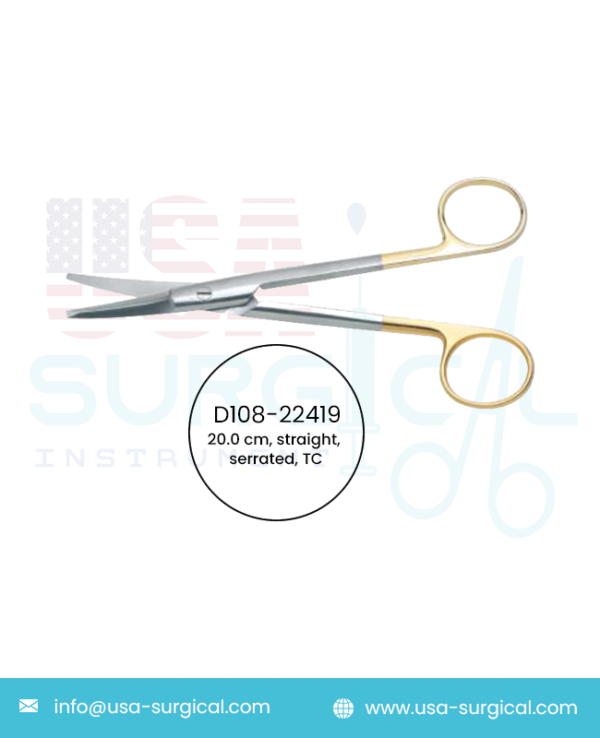 Rees, Scissors, straight, serrated, TC - GOLD