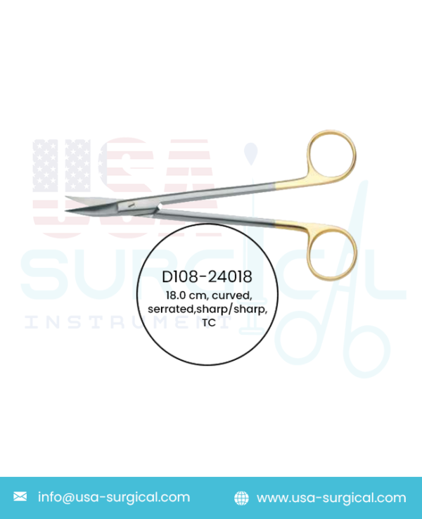 Davis, Scissors, curved, serrated, sharp/sharp, TC - GOLD