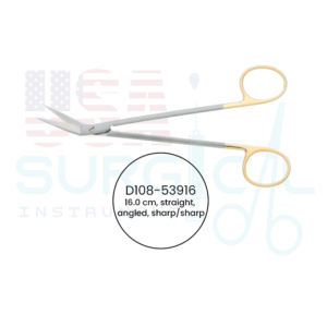 Locklin, Scissors, straight, angled, sharp/sharp, TC - GOLD