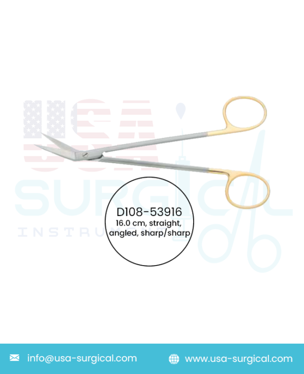 Locklin, Scissors, straight, angled, sharp/sharp, TC - GOLD