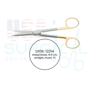 Operating, Scissors, sharp/sharp, straight, round, TC - GOLD