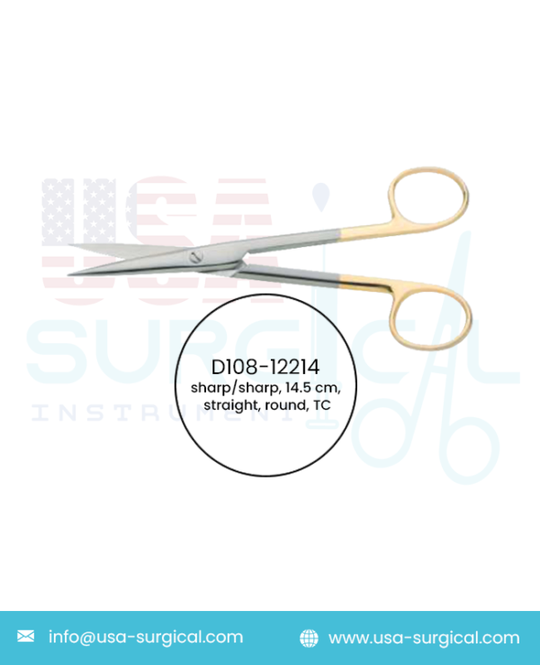 Operating, Scissors, sharp/sharp, straight, round, TC - GOLD