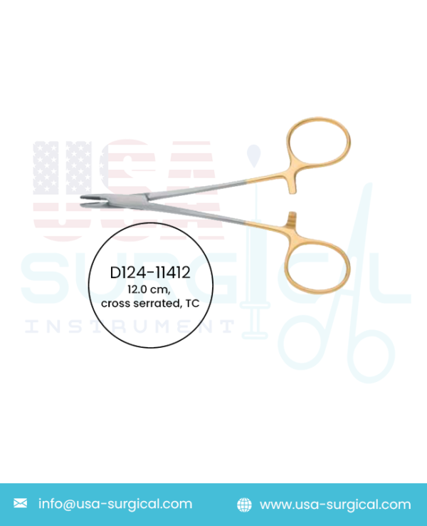 Derf, Needle Holder, cross serrated, TC - GOLD