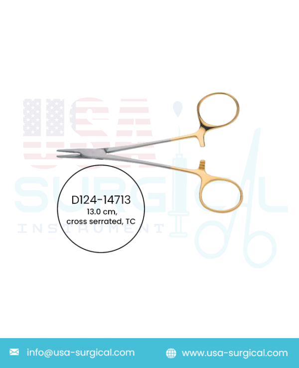 Neivert, Needle Holder, cross serrated, TC - GOLD