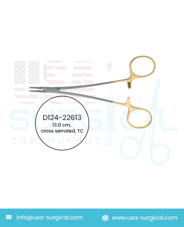 Micro Ryder, Needle Holder, cross serrated, TC - GOLD