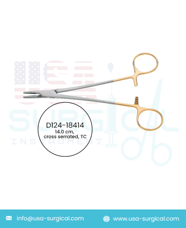 Mayo Hegar, Needle Holder, cross serrated, TC - GOLD