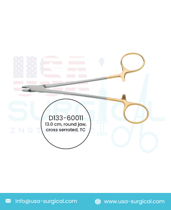 Wire Twister, Needle Holder, round jaw, cross serrated, TC - GOLD