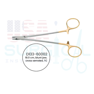 Wire Twister, Needle Holder, blunt jaw, cross serrated, TC - GOLD