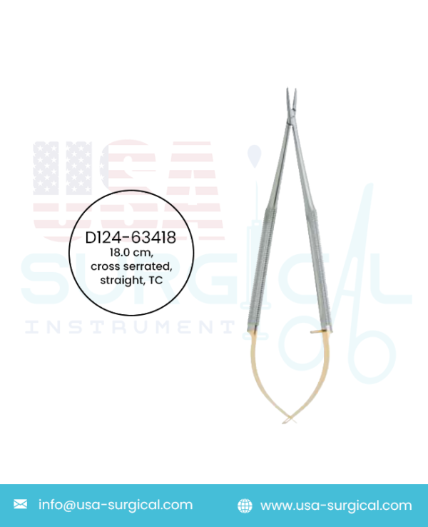 Barraquer Delicate, Needle Holders with round handle, without lock, tip 1.2 x 1.8 mm