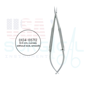 Barraquer, Needle Holders with round handle, with inserted jaws 0.75mm, curved, without lock, smooth