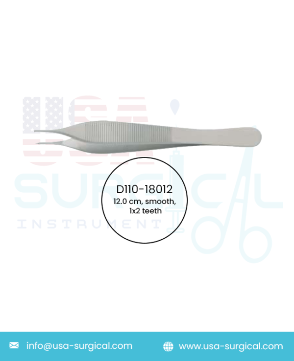 Adson Forceps Tissue, smooth, 1x2 teeth