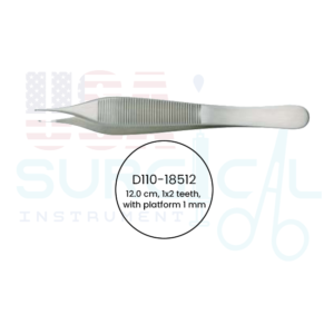 Adson Tubiana, Forceps,1x2 teeth, with platform 1 mm