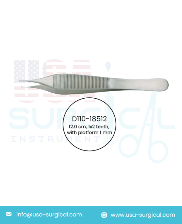 Adson Tubiana, Forceps,1x2 teeth, with platform 1 mm