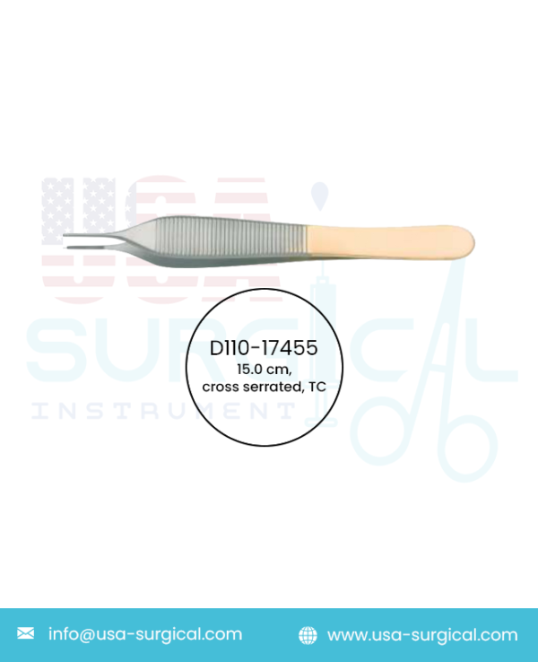 Adson Delicate, Forceps, cross serrated, TC - GOLD